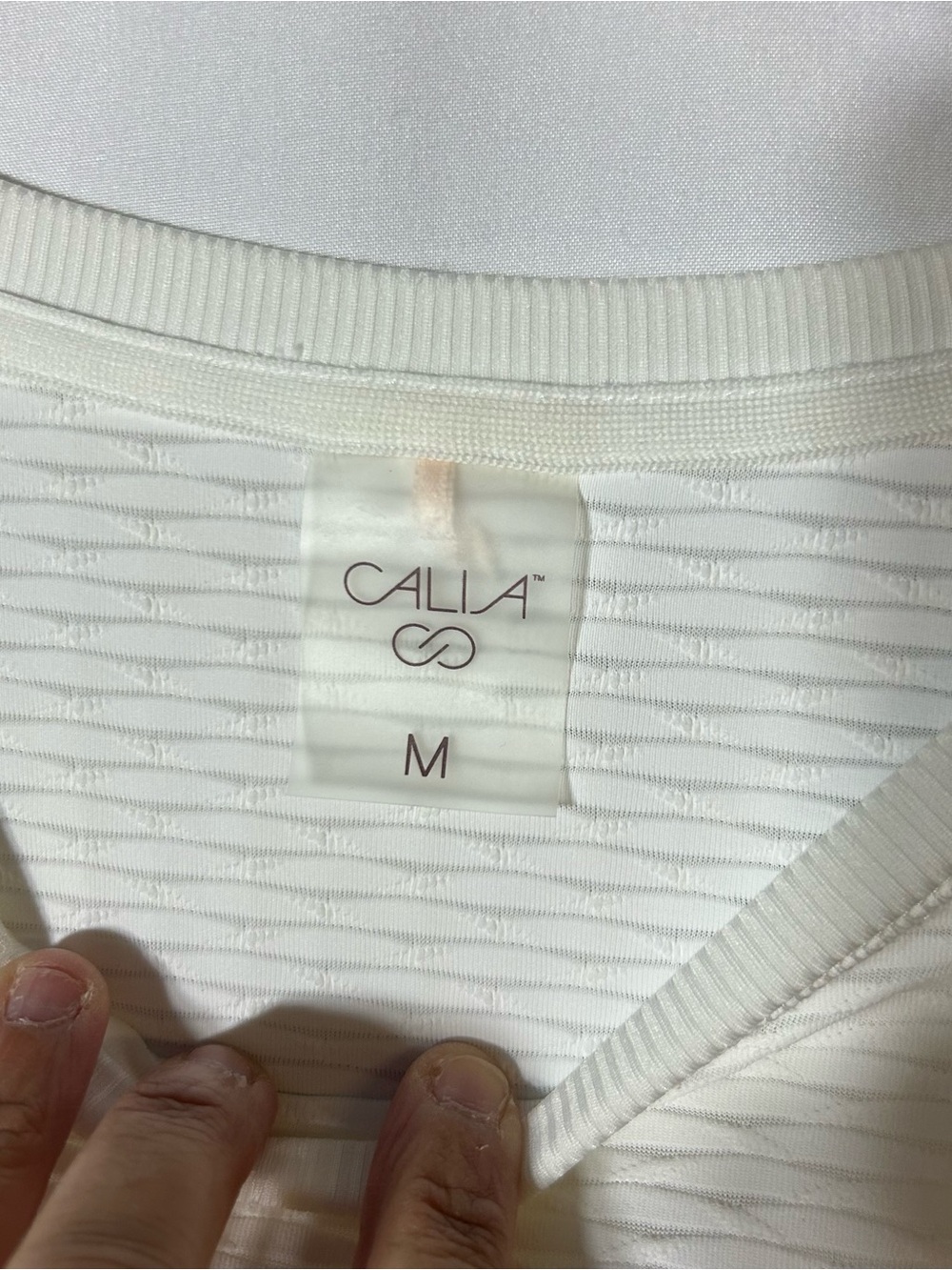 Calia White Long Sleeve Textured Lightweight Top Shirt Workout Medium - Picture 3 of 6